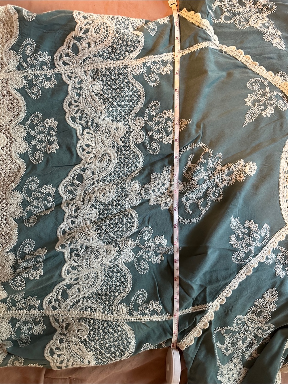 Democracy Sage Green Tunic with Cream Lace Embroidery - Picture 3 of 5